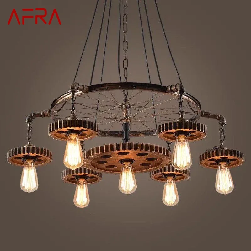 AFRA American Retro Pendent Lamp Industrial Wind Living Room Restaurant Loft Clothing Store Cafe Bar Box Homestay Chandelier