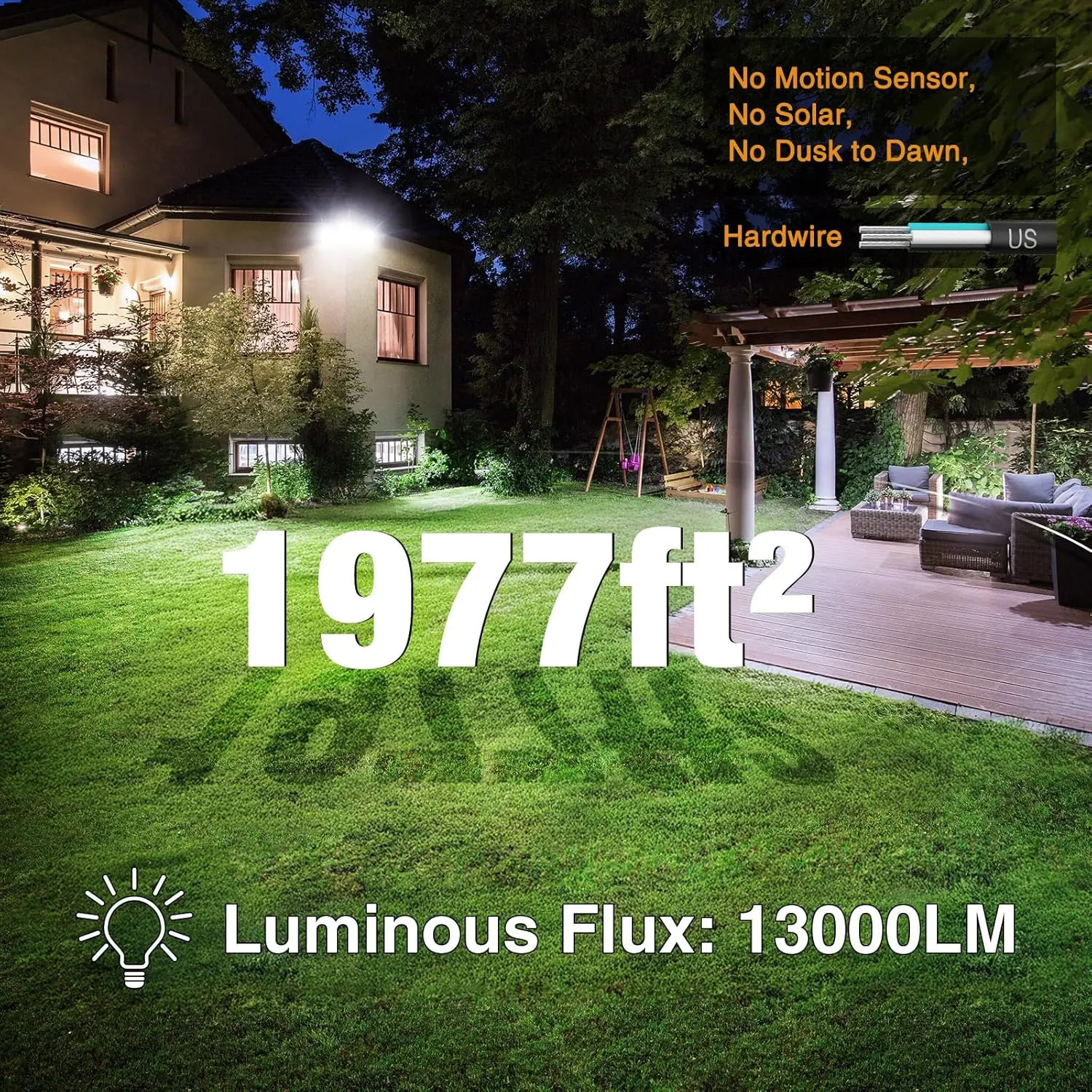 130W LED Security Light, 13000LM Outdoor Floodlight, IP65 Waterproof, Adjustable Heads for Garage Yard Entryway