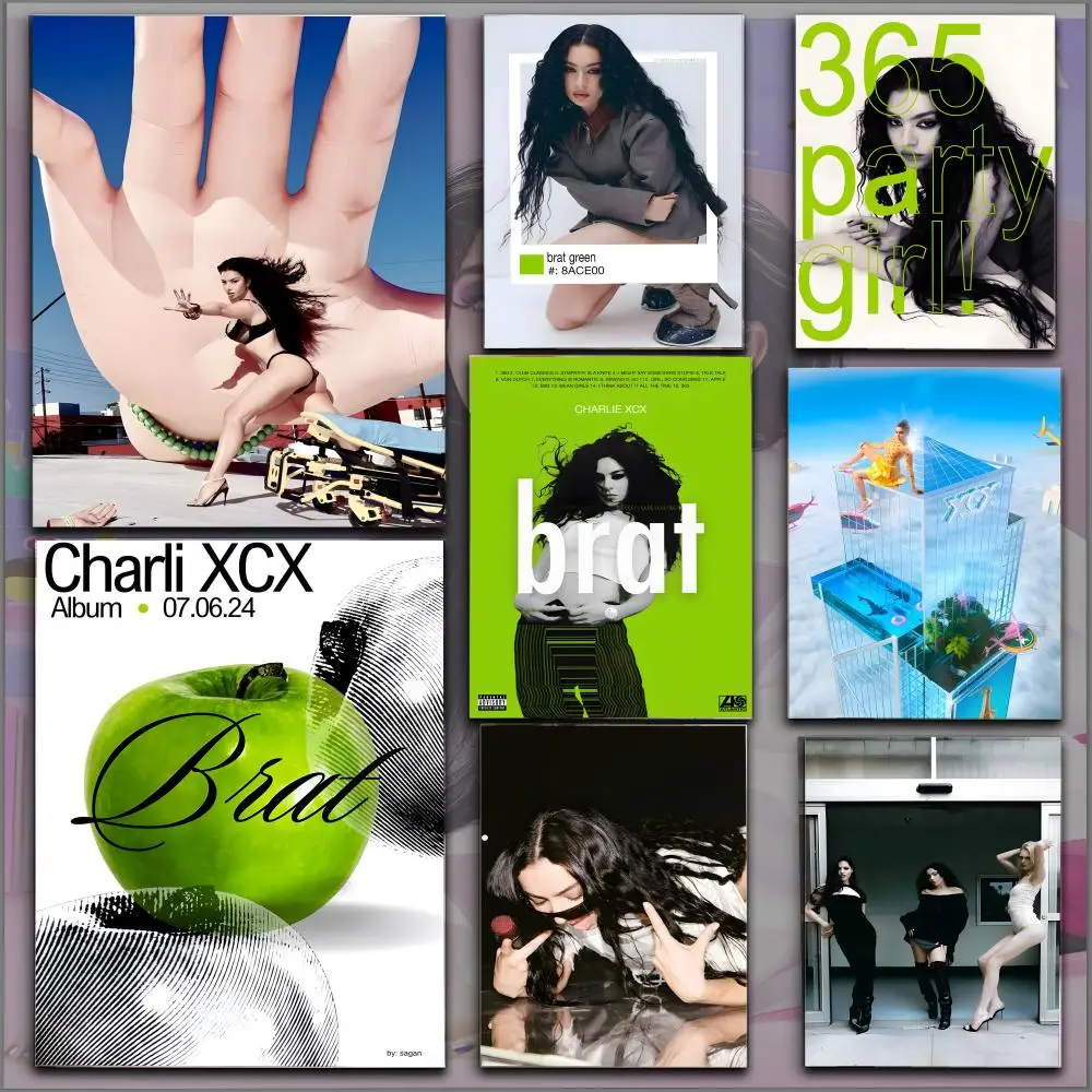 Charli X-XCX BRAT Singer Poster HD Anime Hot Theme Singer/OST/Movie-Waterproof Self-Stick Home Decor