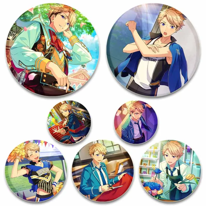 Ensemble Stars Arashi Narukami Badge Cartoon Idol Round Brooches Creative Anime Brooch Pins for Backpack Clothing Hat Fans Gifts