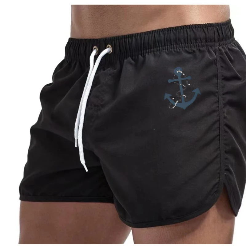 Men'S Quick-Dry Surf Shorts Lightweight Beach Swimwear With Anchor Design Drawstring Waist Perfect For Beach Activities
