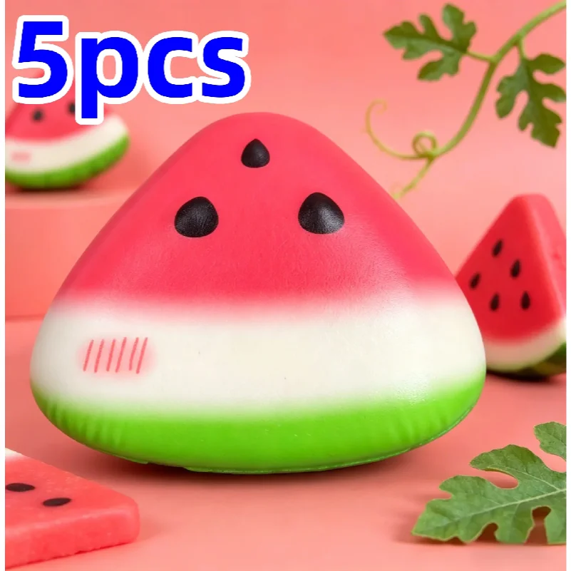 1/3/5pcs Squishy Watermelon Fidget Toy Anti-Stress Slow Rising Fruit Pinch Squeeze Stress Reliever Funny Pressure Reducer Prop