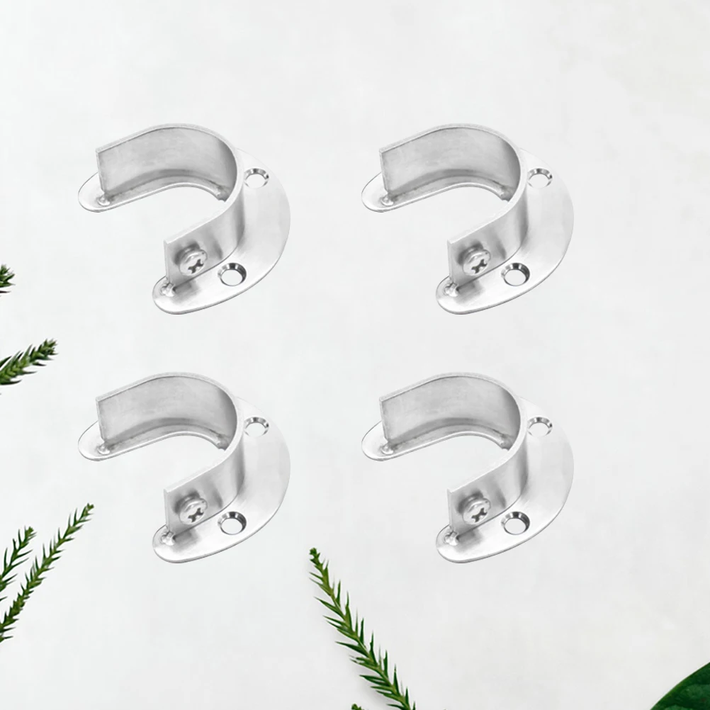

4pcs Stainless Steel Closet Pole Sockets 32Mm Heavy Duty Wall Mounted Hanging Rod Supports Wardrobe Rail Holder Flange Tube
