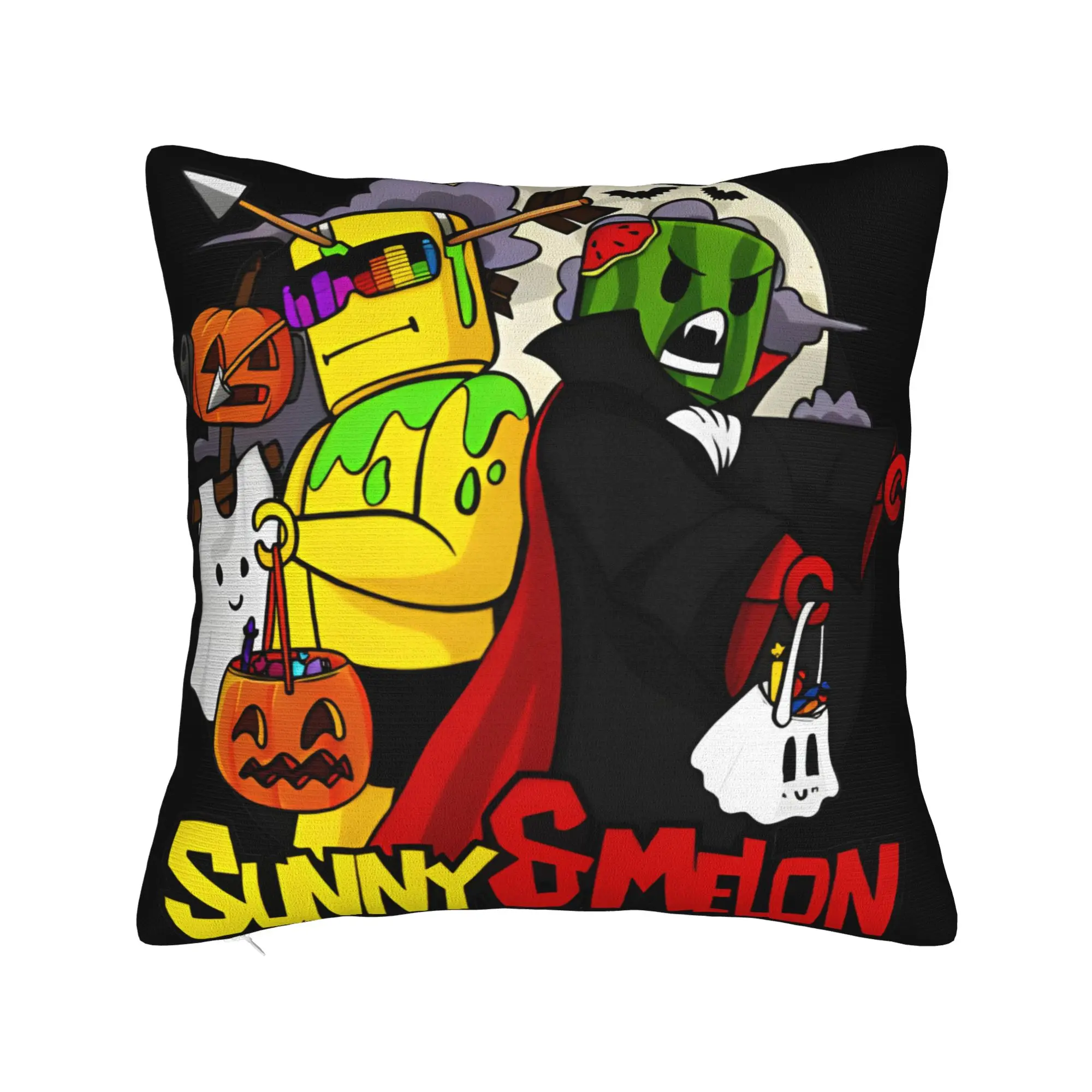 Sunny And Melon Split Face Stripe Background Pillow Cover  Soft Cushion Cover Morden Pillow Case For Sofa Car Home Decor