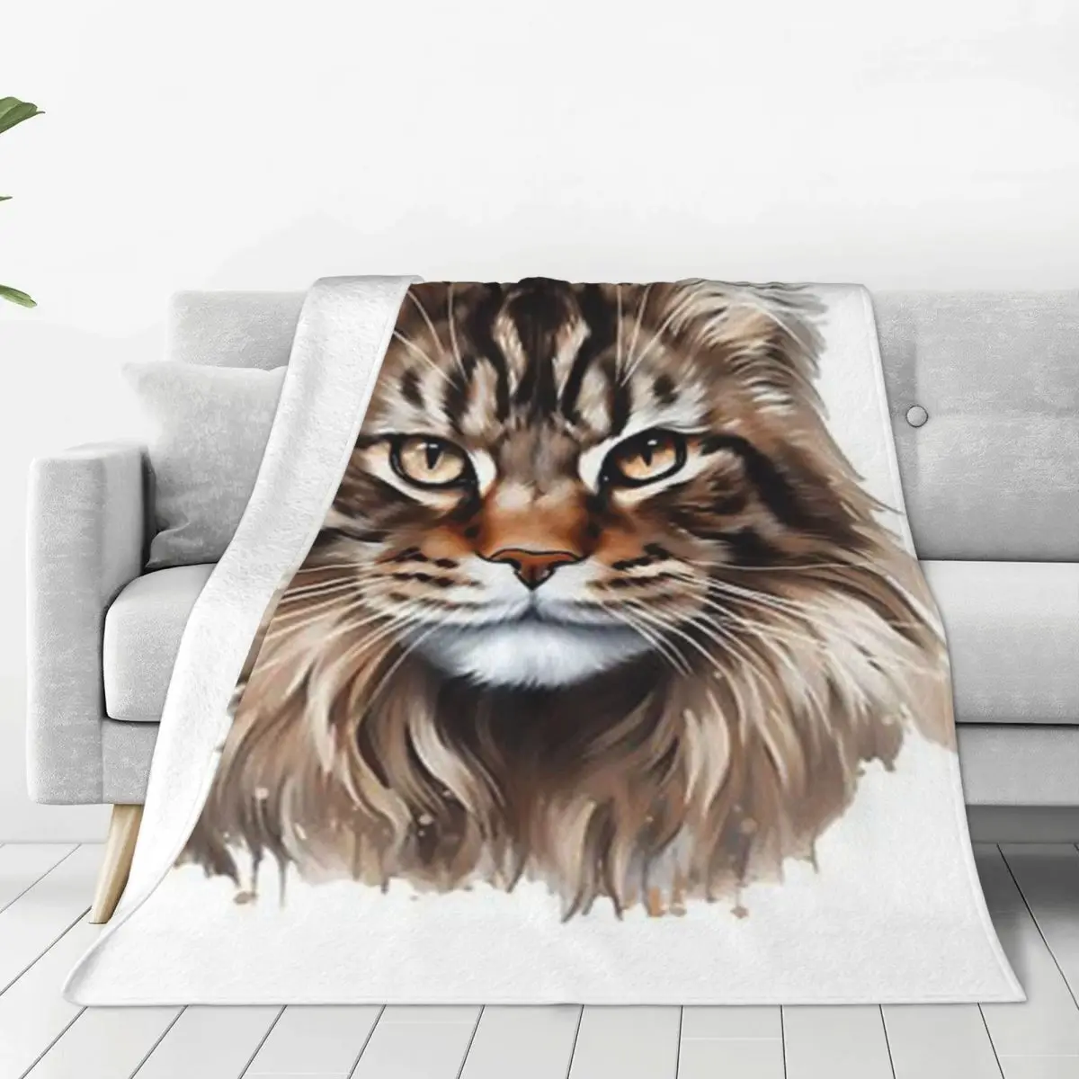 Maine Coon Cat Blankets Flannel Warm Sofa Throw Blankets For Couch Bedding Outdoor Throws Bedspread Quilt