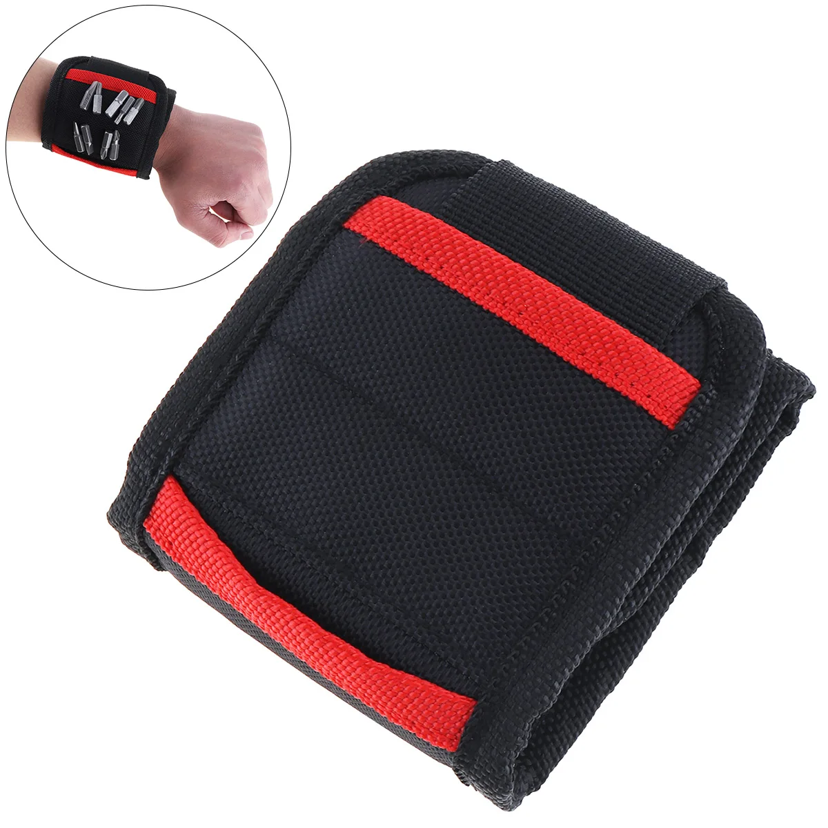 Portable Strong Magnetic Wristband Pocket Wristband Tool Bag Electrician Wrist Repair Tool Belt Screws Nails Drill Bits Holder