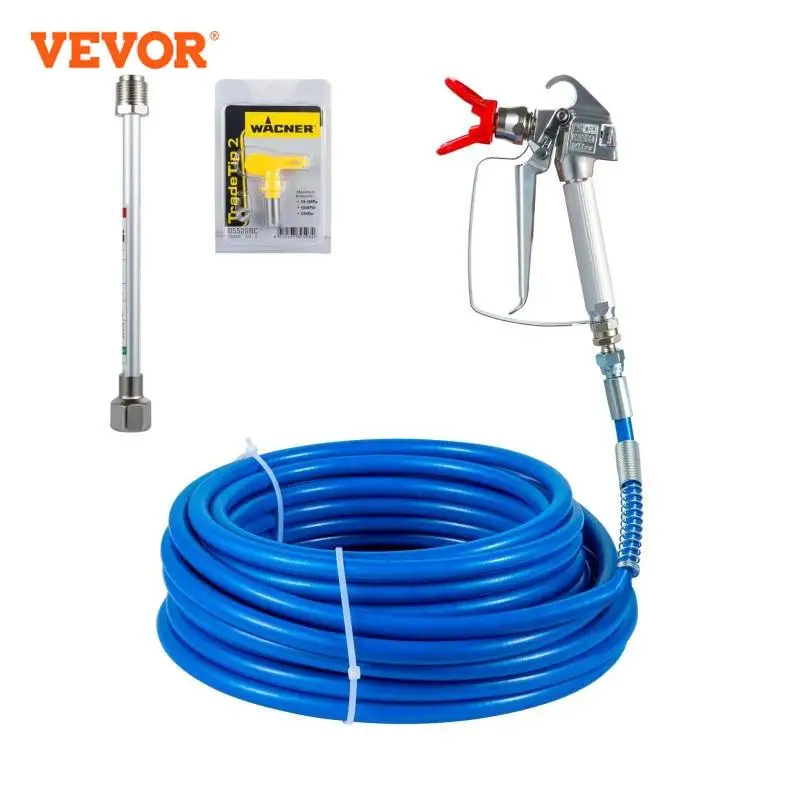 VEVOR Kit Spruzzo di Vernice Airless con Tubo di Spruzzatura, 3600 psi Lunghezza del Tubo 50 Piedi Blu Tubo per Spruzzatore Senz'Aria per Spruzzare Aree Alte, Basse o Incassate Come Soffitti e Scale