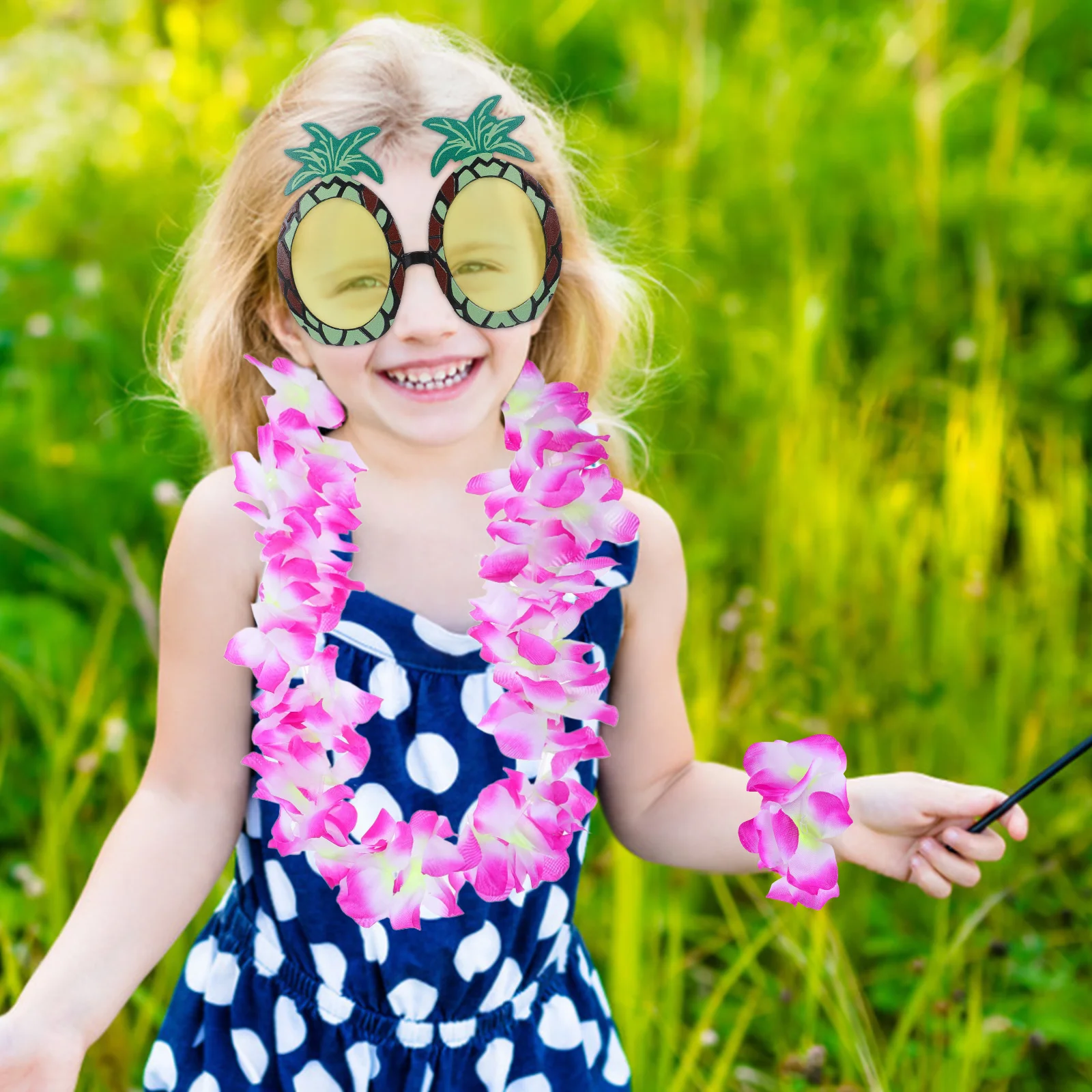 5pcs Pineapple Glasses Set Lightweight Durable Funny Photo Props Party Decoration Hawaii Garland Headdress Bracelet Stylish