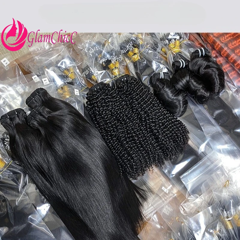 

Super Double Drawn Bone Straight Kinkycurly Natural Color Human Hair Weaving Bundles 12-24 Inch Brazilian Virgin Remy for Women