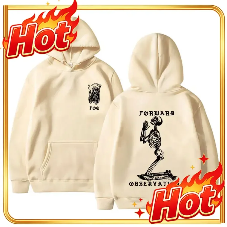 Forward Observations Group Hoodie Rock Punk Gothic Skeleton Graphic Pullover Hoodies Men's Women's Fashion Oversized Streetwear