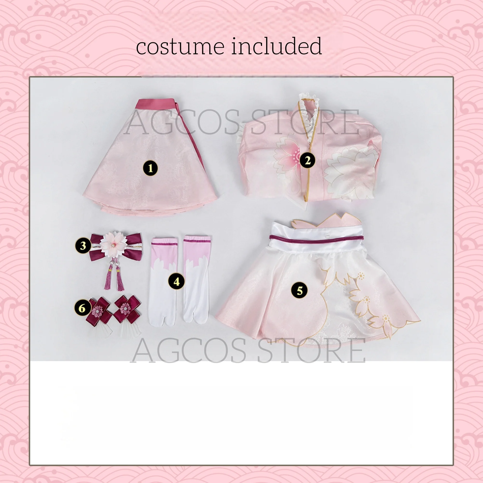 AGCOS LoveLive!Sunshine!! Tsushima Yoshiko Kunikida Hanamaru Kurosawa Ruby Cosplay Costume Sakura Kimono Dress Costumes Cosplay view 5