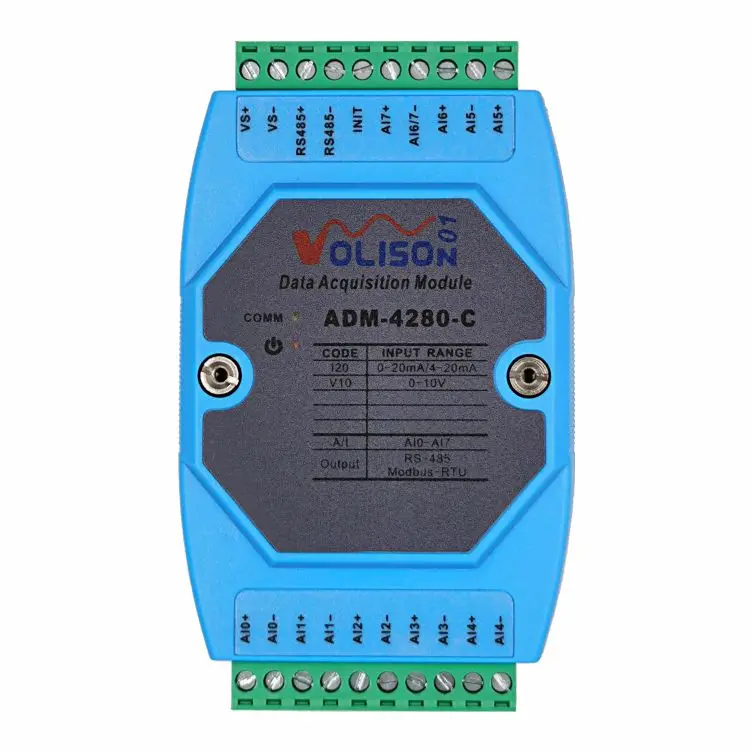 ADM-4280-V10 8 channel 0-10v Analog Data Acquisition Module Communication interface RS485 modbus rtu agreement