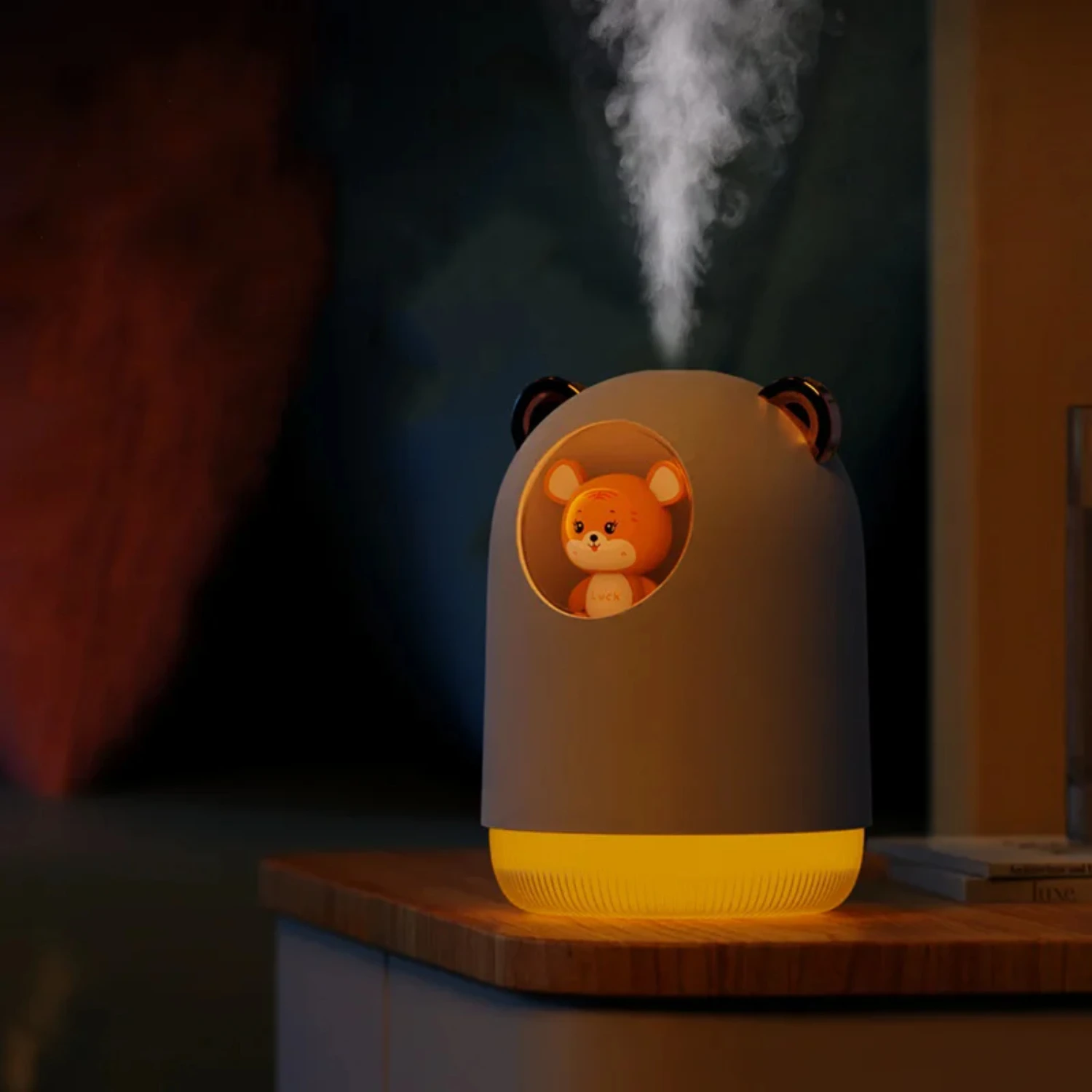 かわいいペット雰囲気ライト加湿器 USB ミニタイガー加湿器デスクトップアロマセラピーマシン誕生日ギフト