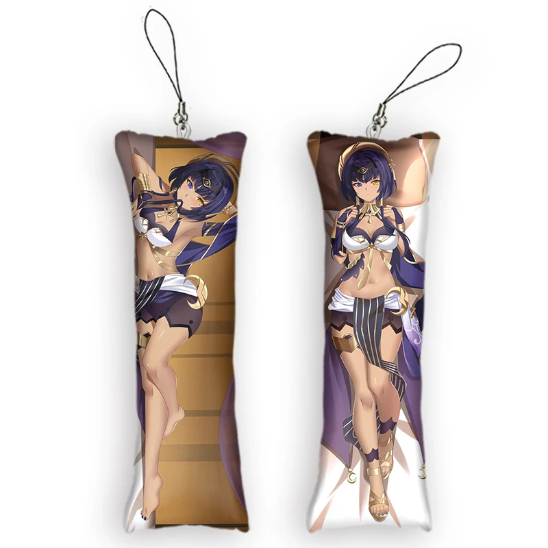 Candace Mini Dakimakura Keychain Cute Anime Genshin Impact Key Chain Small Pillow Decor Pendant Otaku Kawaii Backpack Pendants