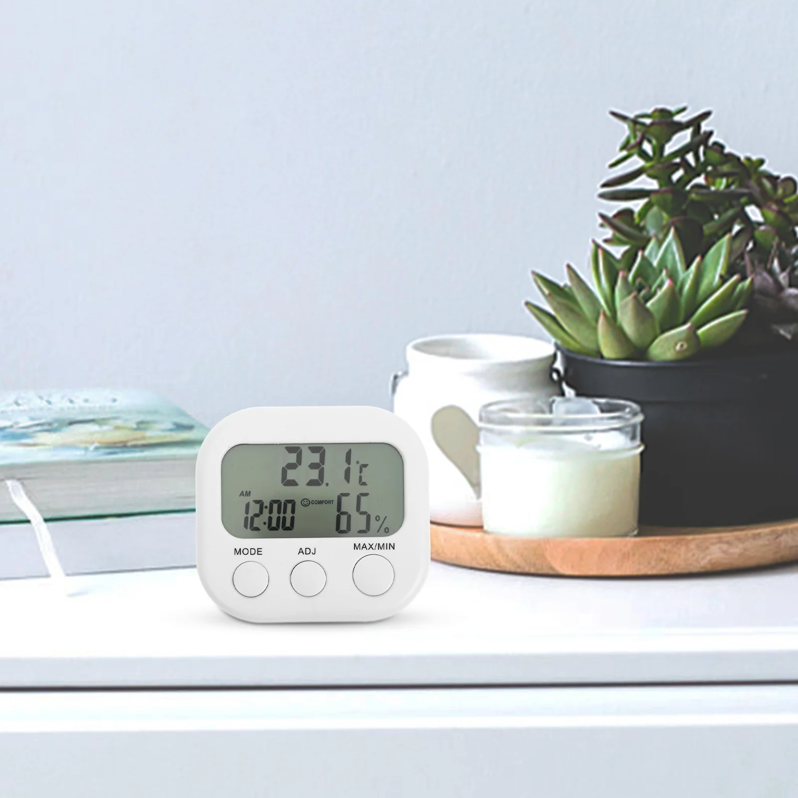 مقياس الرطوبة الرقمي مقياس الحرارة الصغير لدرجة الحرارة والرطوبة لخزان الأسماك وغرفة الأطفال وغرفة النوم والمطبخ وسطح المكتب كبير #4