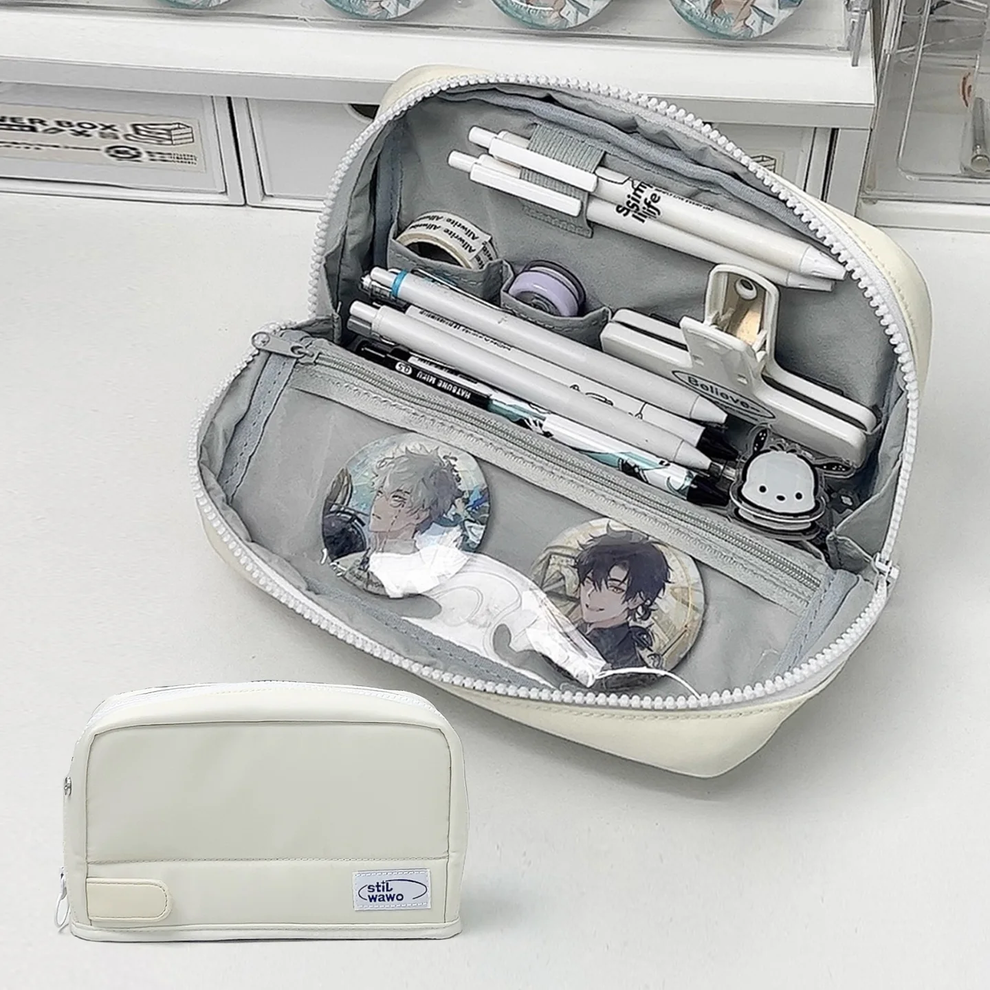 

Pencil Bag for School Pencil Pouch for Girls Ita Bag Style Clutch Bag with Pins Inner Pocket