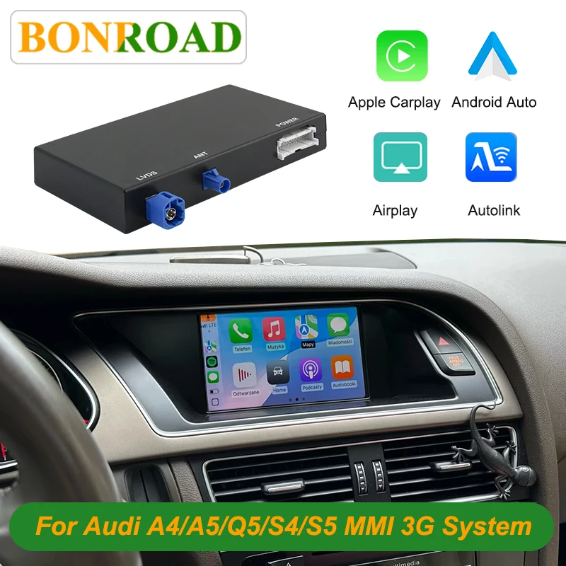Bonroad Wireless Carplay Android Auto Interface Retrofit Kits For Audi A4 B8 Q5 Audi Multimedia MMI 3G Airplay Autolink OEM Screen Upgrade Module