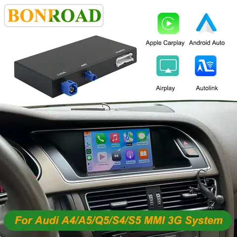 BONROAD Wireless CarPlay & Android Auto Decoder Box For Audi A4/A5/Q5/S4/S5 (Round LVDS) 2009-2018 MMI 3G System Airplay Autolink