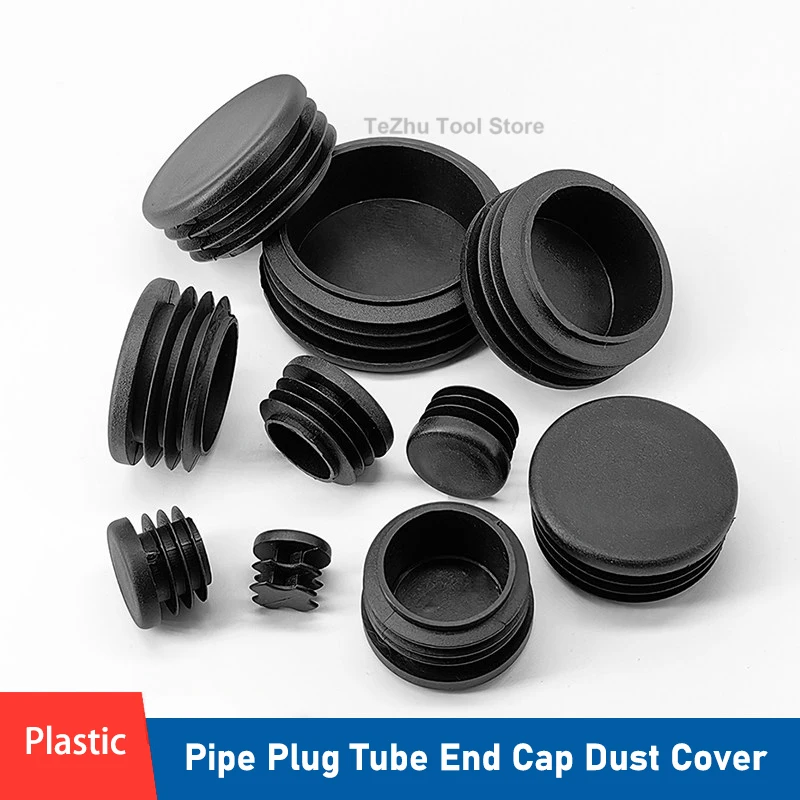 

Plastic Black Round Pipe Plug 10~120mm Tube End Cap Dust Cover Protector Pads Leveling Feet Furniture Accessories