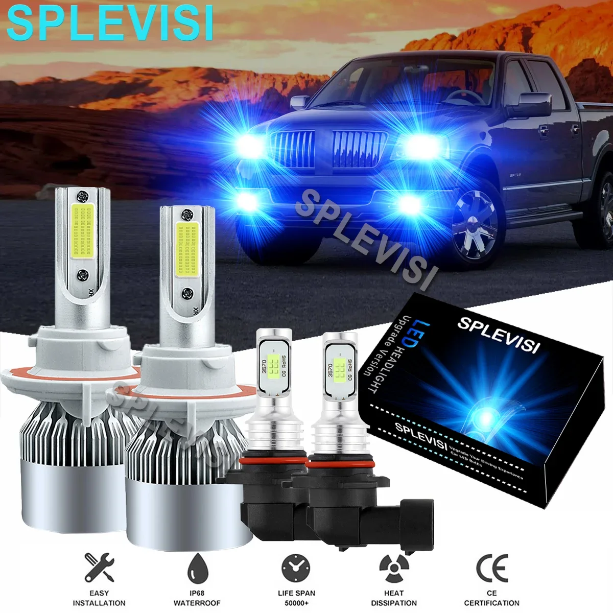 

Ice Blue LED Headlight Fog Light Bulbs 8000K Fit For Lincoln Mark LT 2006-2008 Hummer H3 2006-2010 Chrysler Aspen 2007-2009