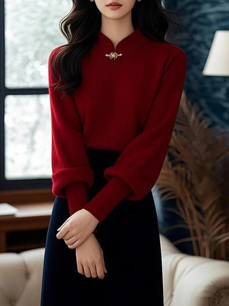 

Faionable Pure Color Knitwear Long Sve Women's irt Versatile Ele Sle Autumn New Arrival Street Sle Slim Fit