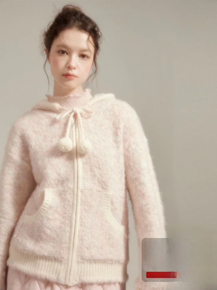 

Осень-зима, женский вязаный шерстяной свитер с капюшоном, повседневный длинный свитер на молнии, открытый кардиган, пальто, удобная посадка