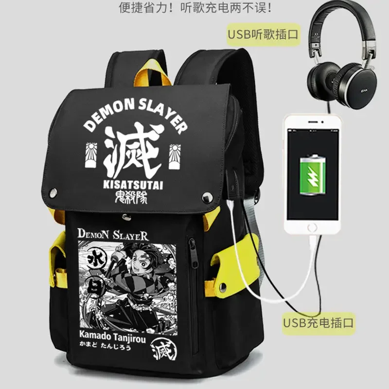 

Ghost Slayer School Bag Printing Secondary School Student Backpack Tanjiro Nezuko Backpack Men and Women Campus Cartoon