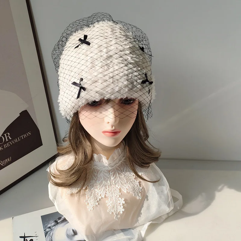 Hat VWomen Winter Knit Beanie Veil Warm Accessory For Cold Weather Autumn Sports Skiing Outdoor Holiday