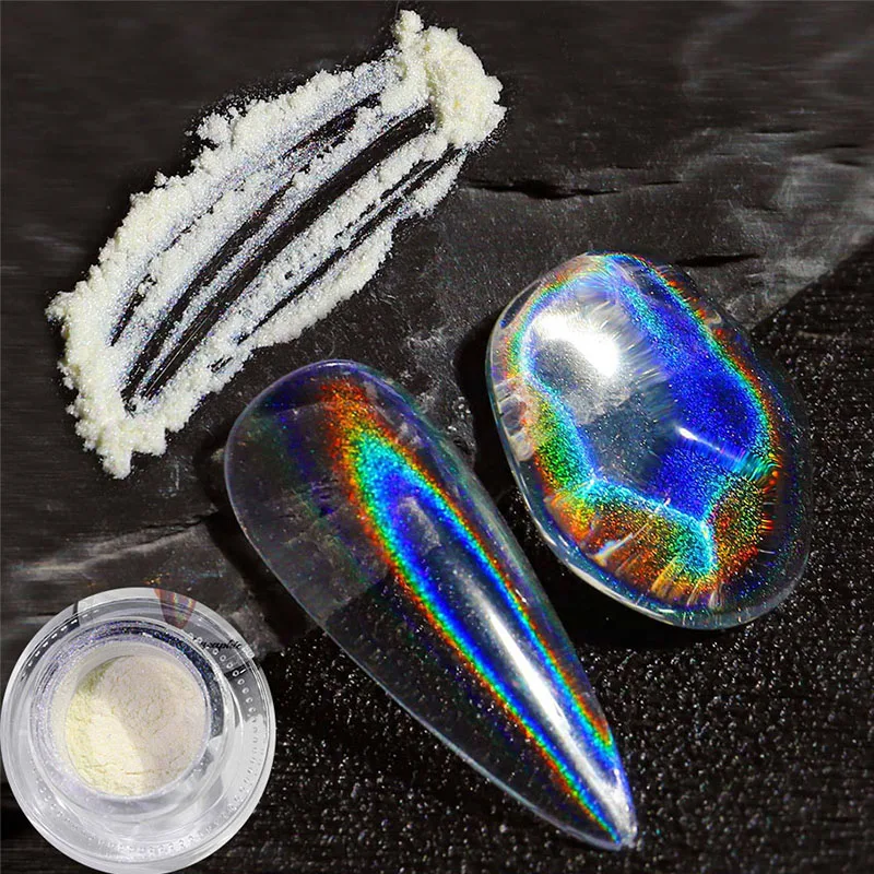 

1 Jar Universal Laser Nail Glitter Holographic Powder Transparent Laser Magic Aurora Mirror Glitter UV Gel Pigment Dust