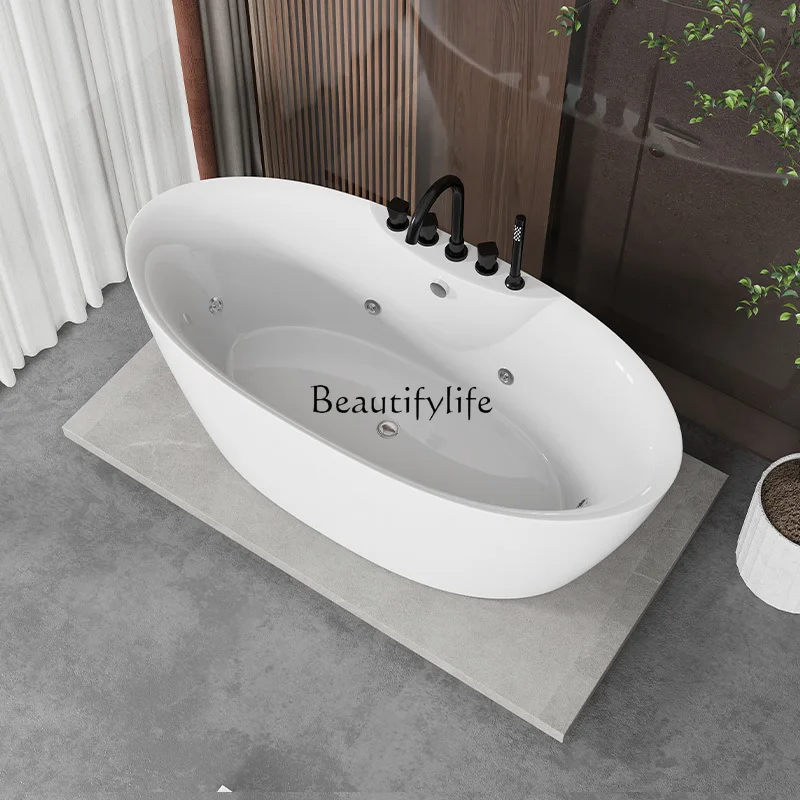 

Bathtub Household deep bubble small apartment independent oval mobile bathtub