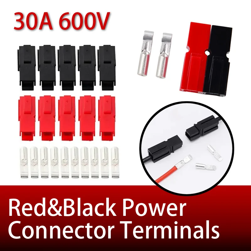 5/25/250 Pairs 30A Anderson Connector Red Black Single Pole Plug Electric Plug Battery Forklift High Current Connector PP