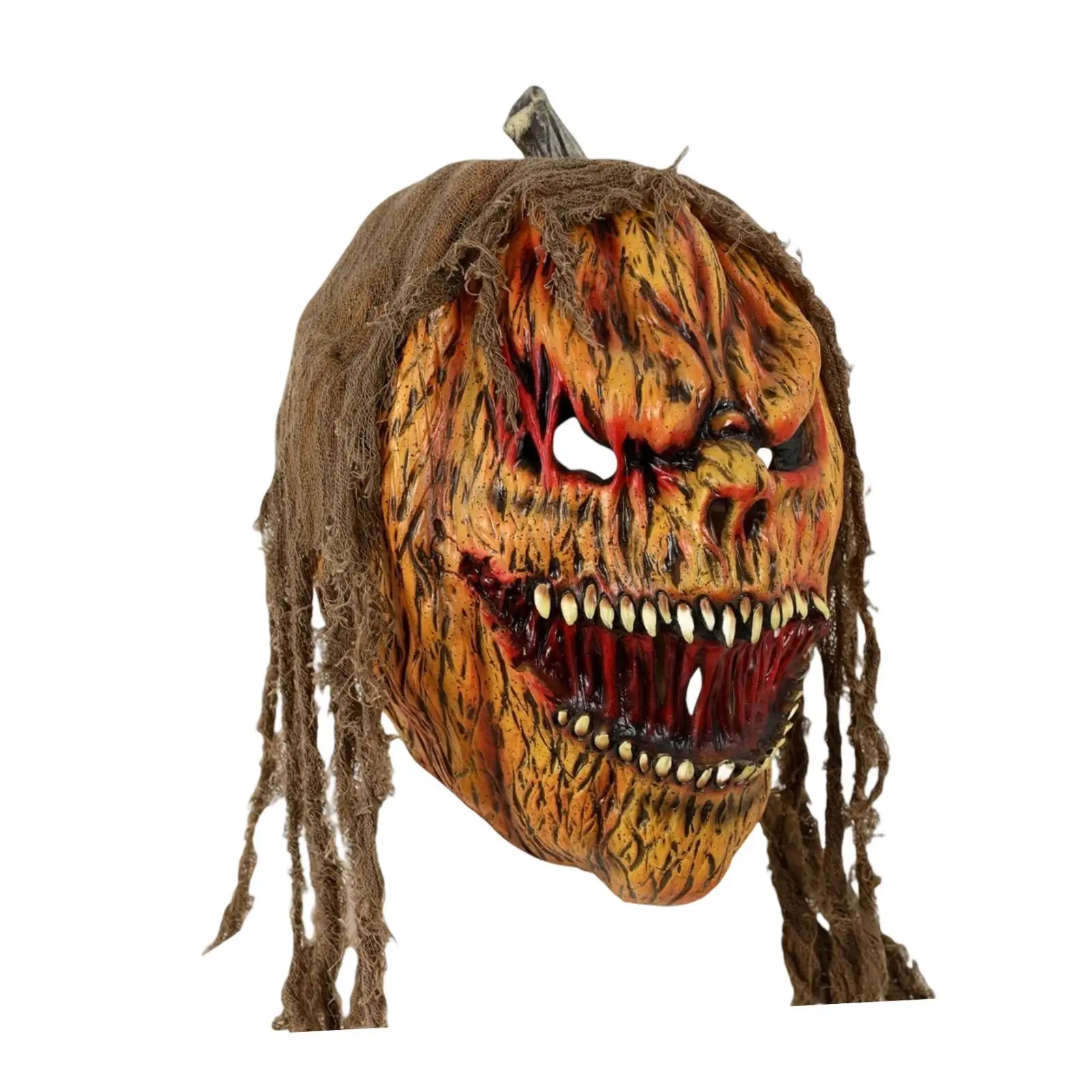 

Scary Cosplay Costume Headdress Novelty Halloween Pumpkin Face Head Mask Prop for Dress up Latex Holiday Fancy Dress Photography