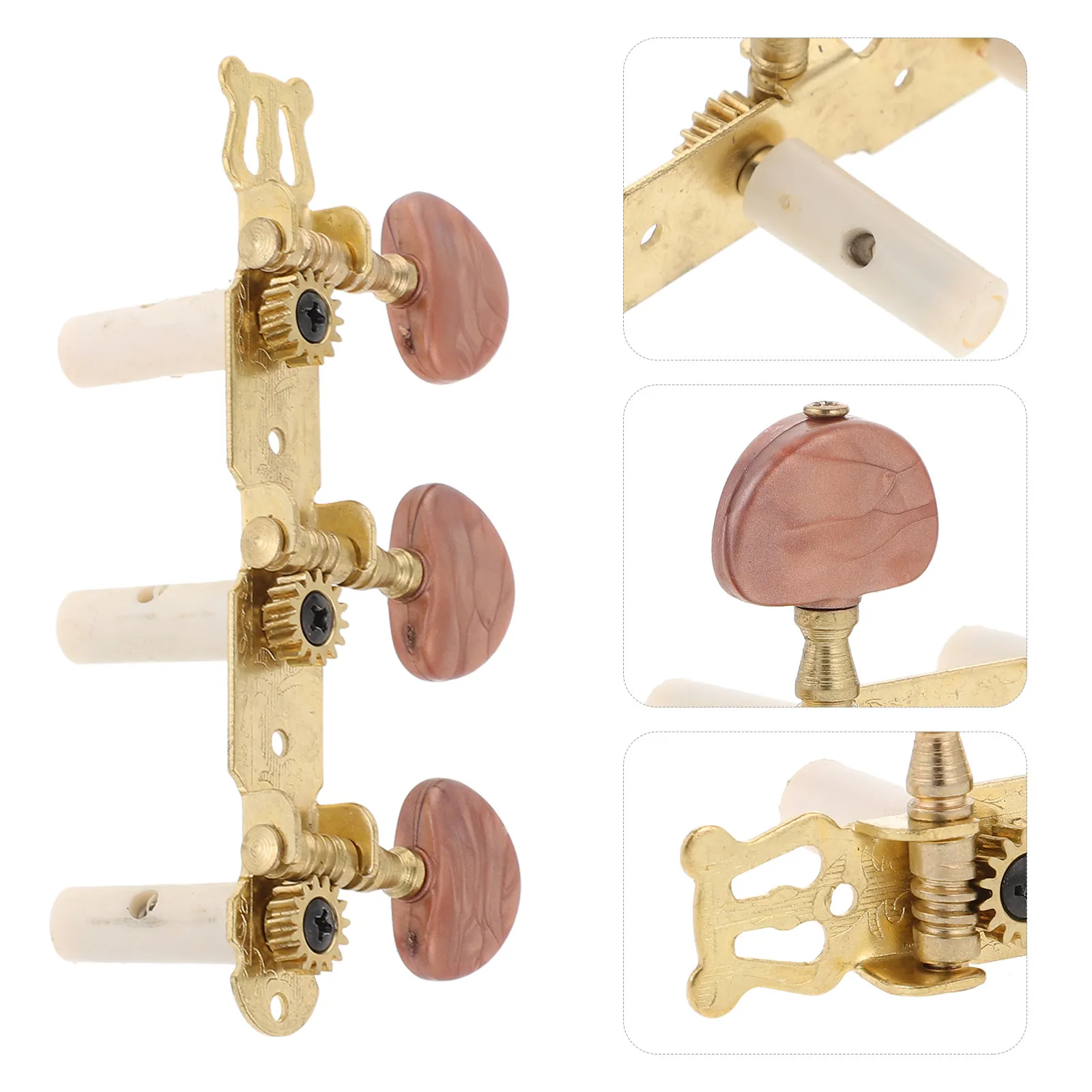 

2Pcs Triple Button Guitar String Tuner Rust-Resistant Classical Guitar String Tuning Pegs Machine Heads for 6 Strings