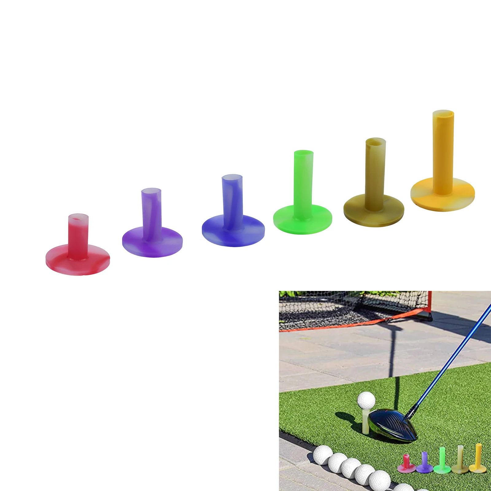 1Pc Golf Balls Holder 45mm/54mm/70mm/75mm/80mm Rubber Golf Tees for Golf Range Mats Training and Backyard Golf Accessories