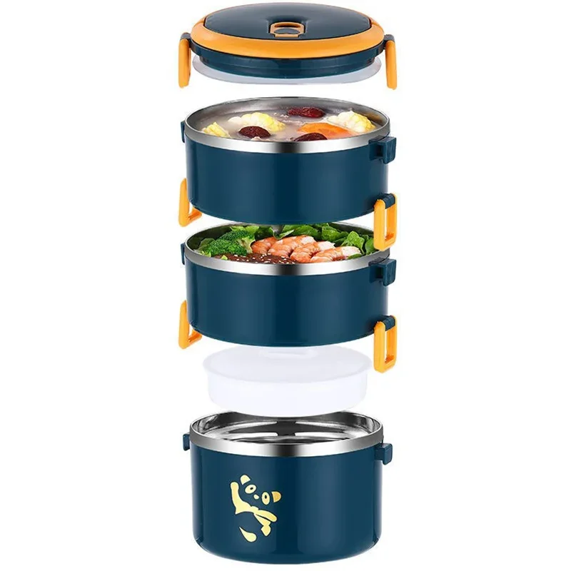 1- 3.1L Portable Bento Box Stainless Steel Thermal Leakproof Lunch Box For Kids School Worker Office Large Food Container Set