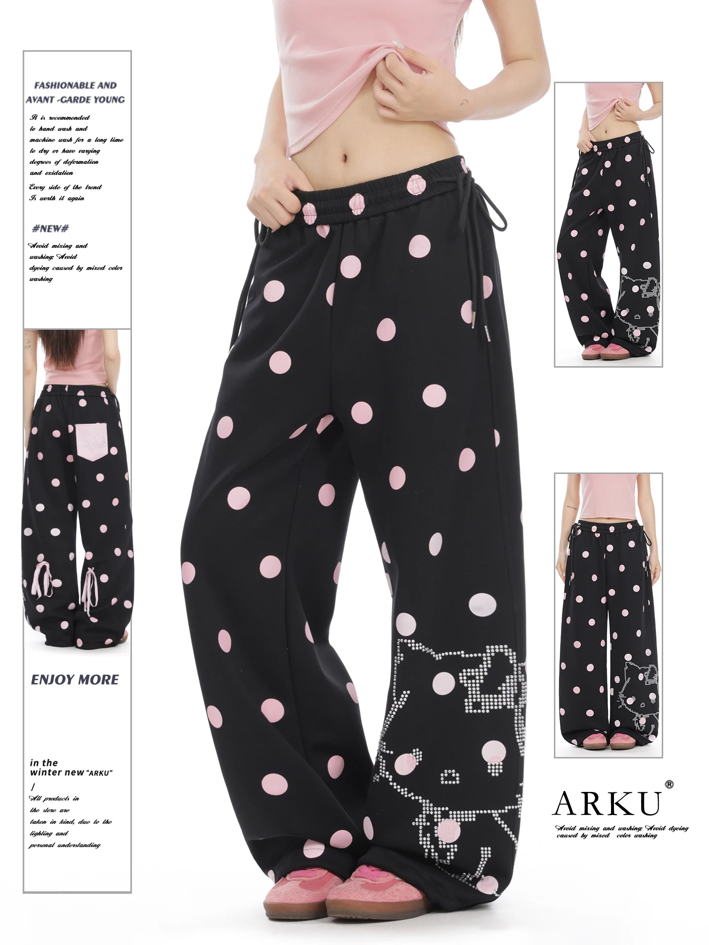 

Повседневные женские брюки-палаццо в горошек, свободные, струящиеся, легкие, прямого кроя, удобные