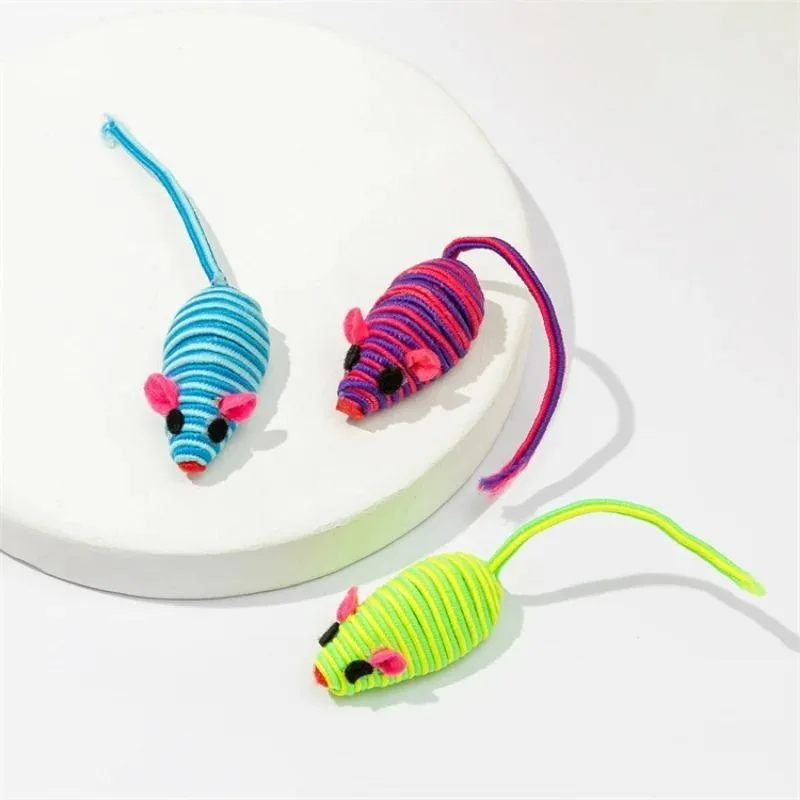 Cat Toy Colorful Winding Mice Interactive Catch Play Teaser Mouse Toy for Cats and Kittens Pet Supplies