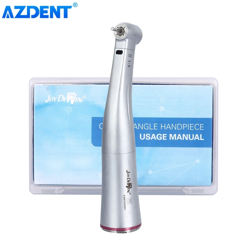 AZDENT Dental Low Speed Handpiece 1:5 1:1 Fiber Optic LED Contra Angle Ceramic Bearing Internal 4 Spray Button Dentistry Tools