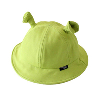 New Parent-Child Cute Green Fisherman Hat Solid Color Ear Melon Skull Hat Soft Top Sun Visor Hip Hop Hat For Boys Girls Adult