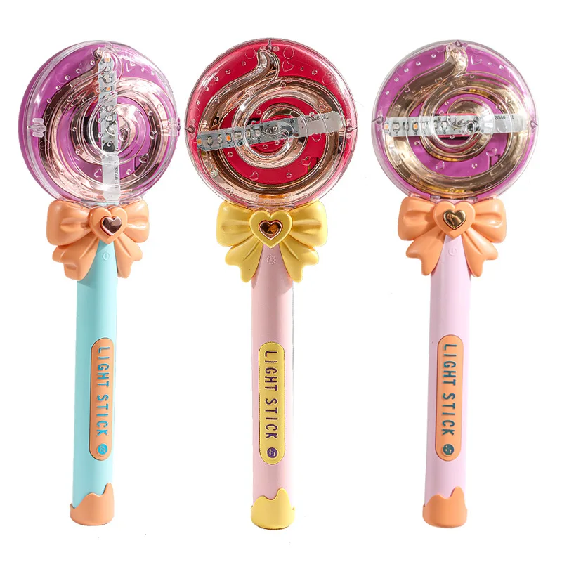 Children's Electric Glowing  Lollipop Magic Wand Light Music Fairy Wand Girls Play House Decorations Kids Toys For Girls Gift