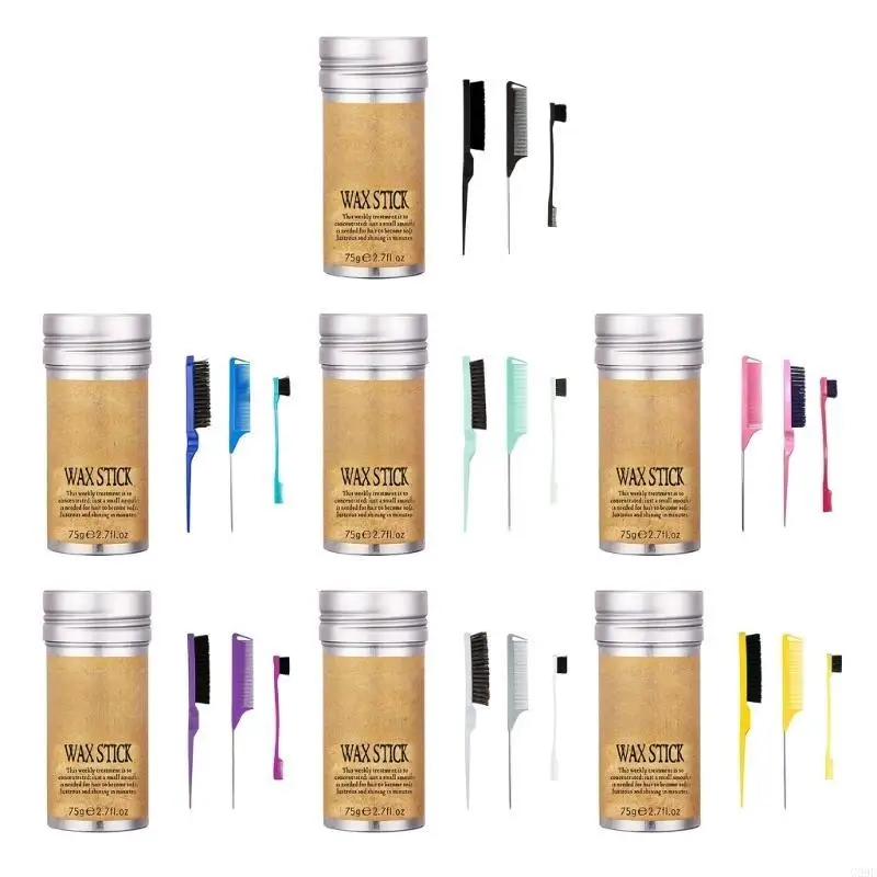 

G99E 4 Pcs/Set Hair Wax for Kid Women Hair Styling Wax with Hair Comb Set Hair Pomade