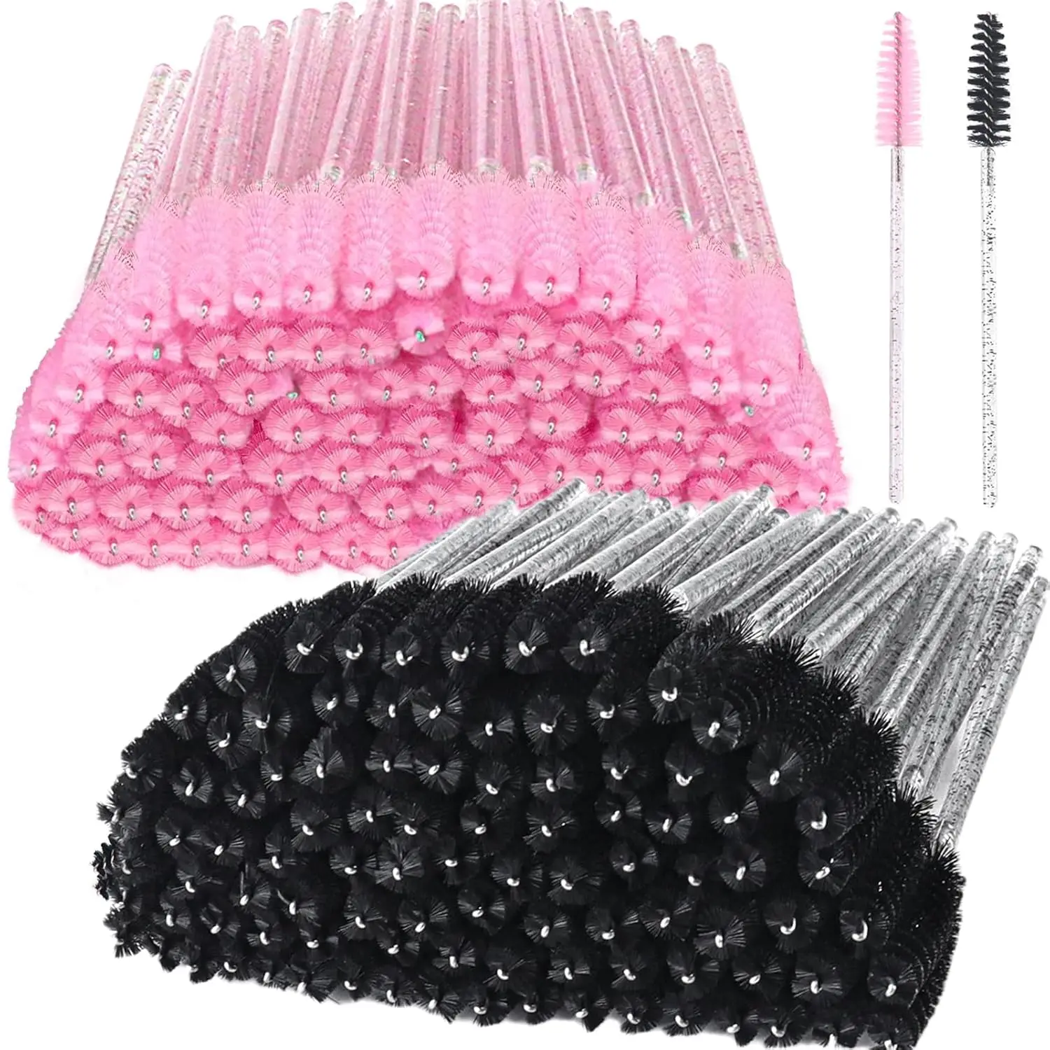 2025 Trend 100Pcs Disposable Mascara Wands -Lash Spoolies, Crystal Eyebrow Brush for Eyelash Extensions & Makeup Grooming