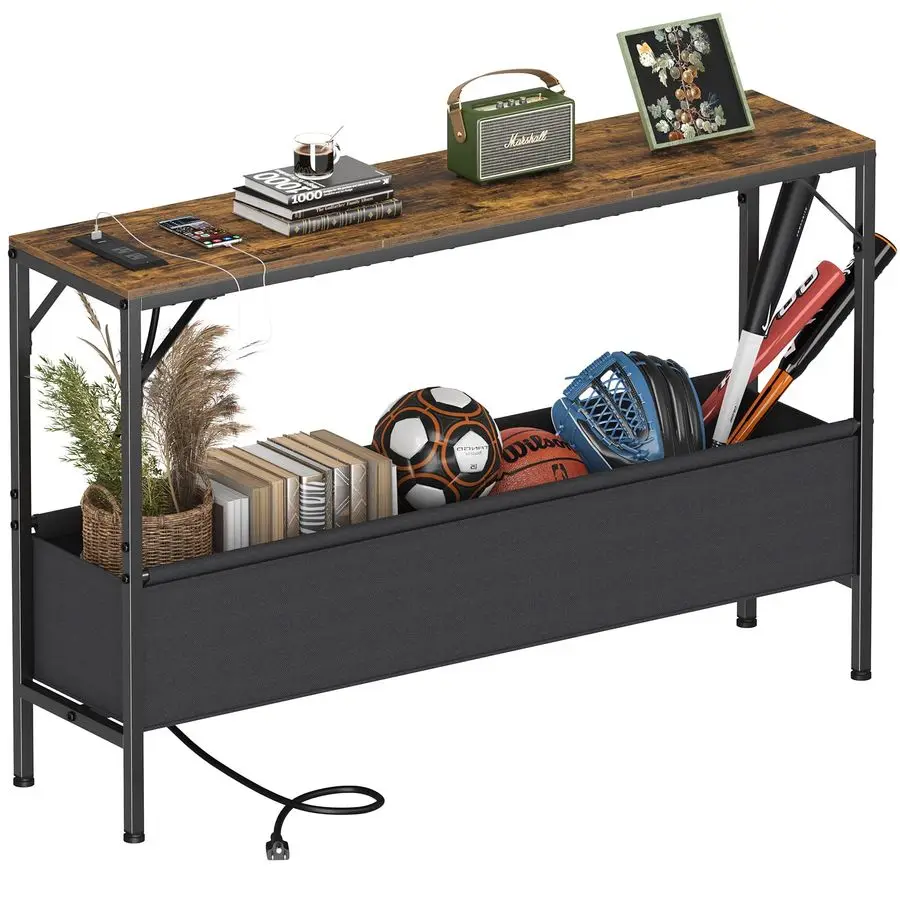 

Table, Narrow Sofa Table, 47.2 Behind Couch Table with Power Station, Entrance Table, for Living Room, Hallway, Entryway, Foyer