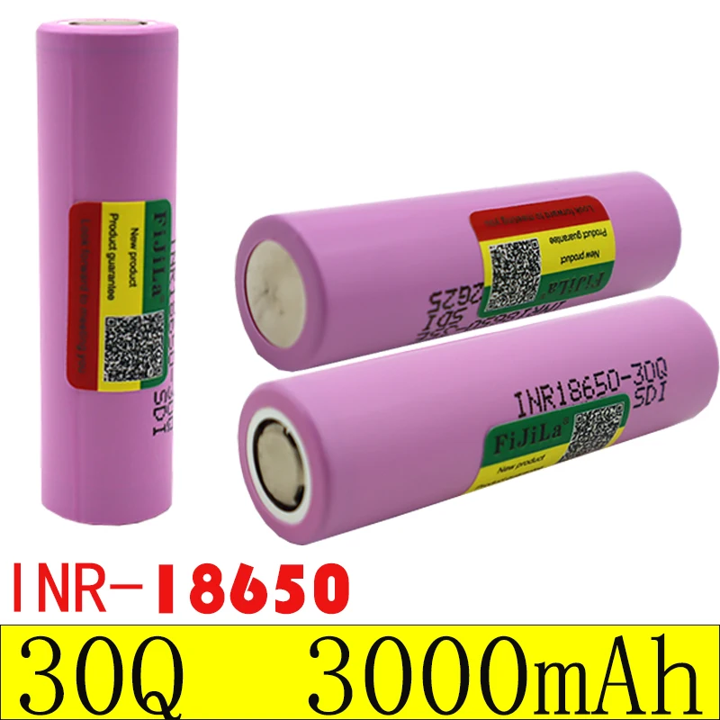 100%  Real Capacity  30Q 18650 Battery 3000mAh 3.7V Rechargeable Battery for LED Flashlights and Vape Mods