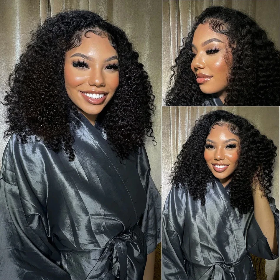 180 Density Deep Wave Bob Lace Front Wig Human Hair Curly Short 13x4 Lace Frontal Human Hair Wigs Preplucked Brazilian For Women image 5