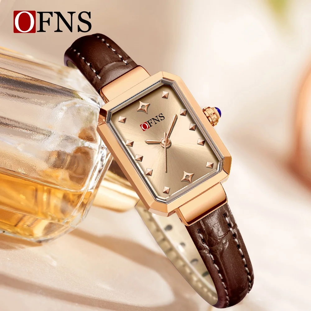 

OFNS1574 Модные роскошные женские кварцевые часы, водонепроницаемые маленькие и легкие женские квадратные кварцевые часы 2025