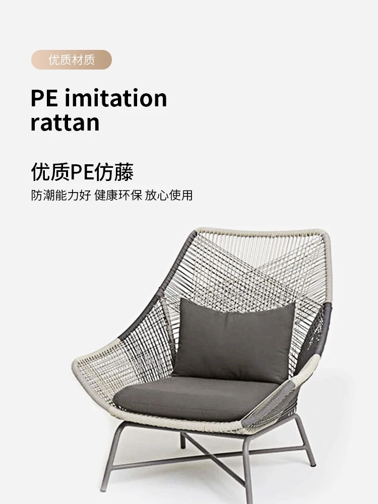 Sofá de mimbre para exteriores, combinación de villa, jardín, patio, ocio al aire libre, silla de mimbre creativa para exteriores, balcón de tres piezas