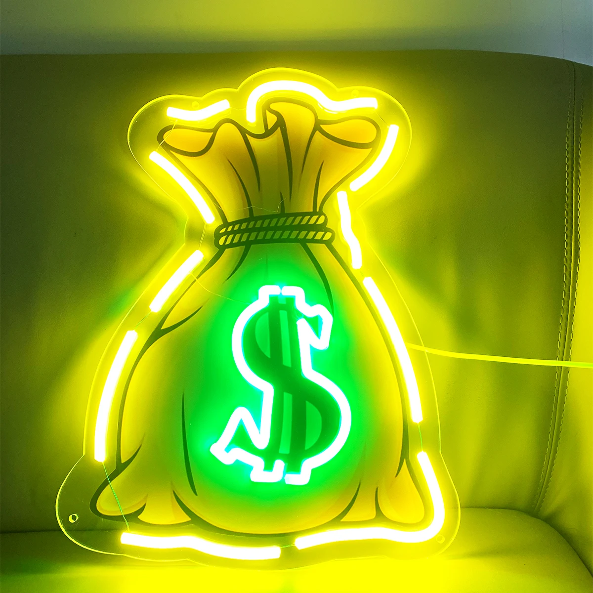 

LED $ neon sign Money bag for wall decoration money LED neon dollar money neon for playroom bedroom birthday gifts