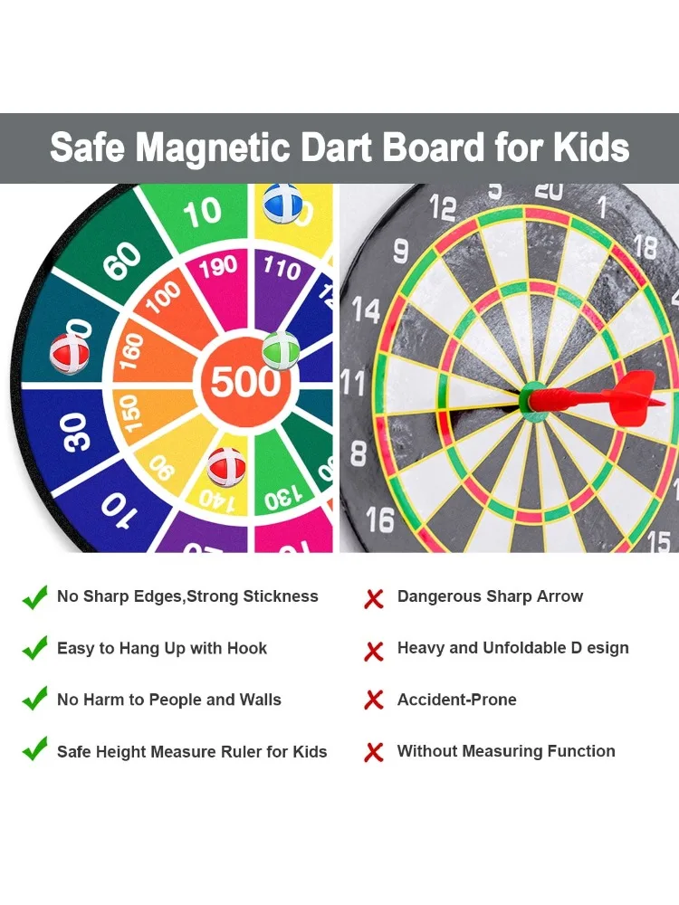 Kids Dart Board Game Set, 28.7 inch Dart Board with 16 Stick Balls and Hook, Indoor Outdoor Yard Party Sports Game Toys