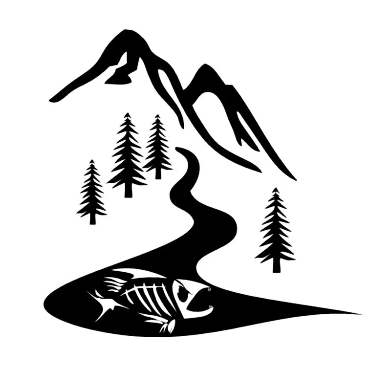 17*16.7cm dried stream and fish bone design window bumper motorcycle accessories decorative vinyl car sticker